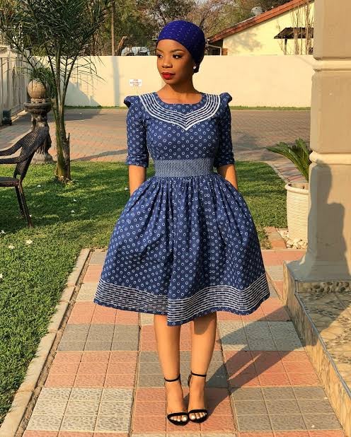 Beautiful Sotho Shweshwe DressesStyles for Makoti 2024 – Latest African